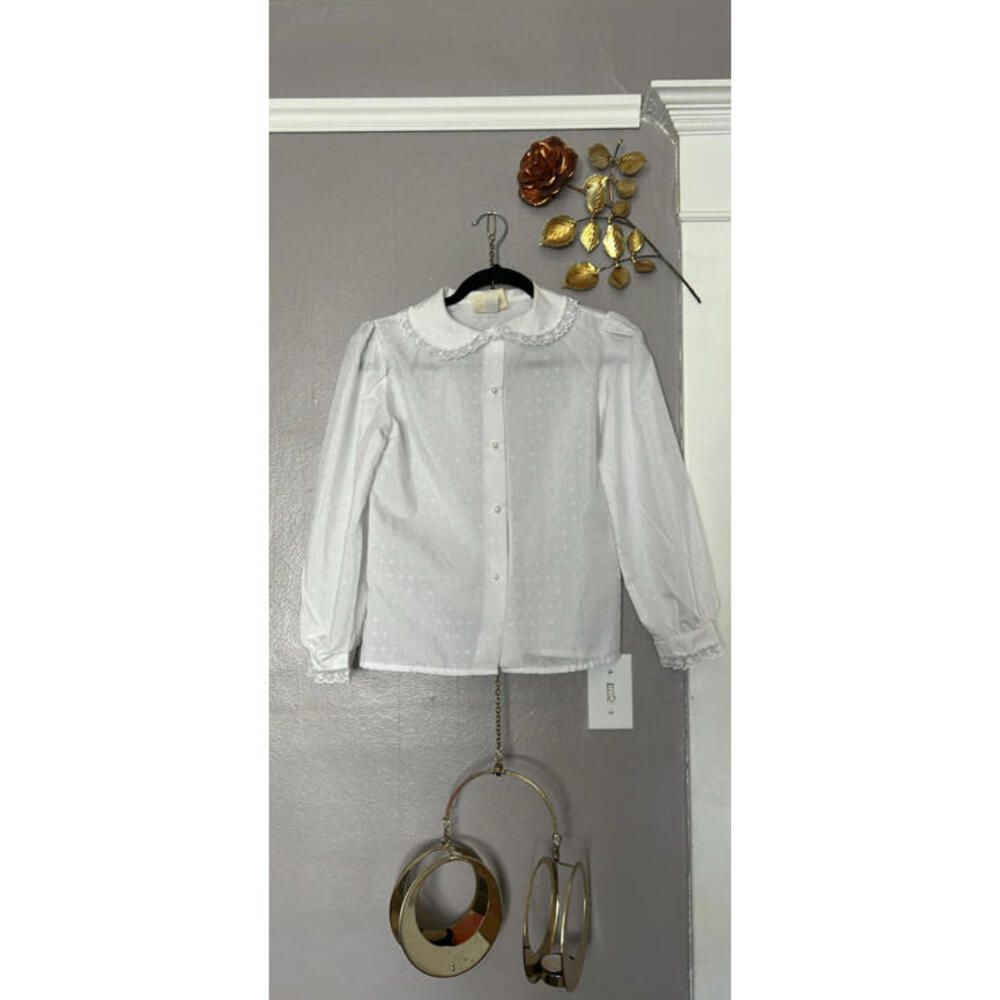 White Long Sleeve Peter Pan Collar Blouse Hampton Girl’s shirt-made in the USA